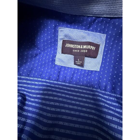 JOHNSTON & MURPHY Men’s Blue Button Down Oxford Shirt Flip Cuff Size Large - Picture 6 of 12